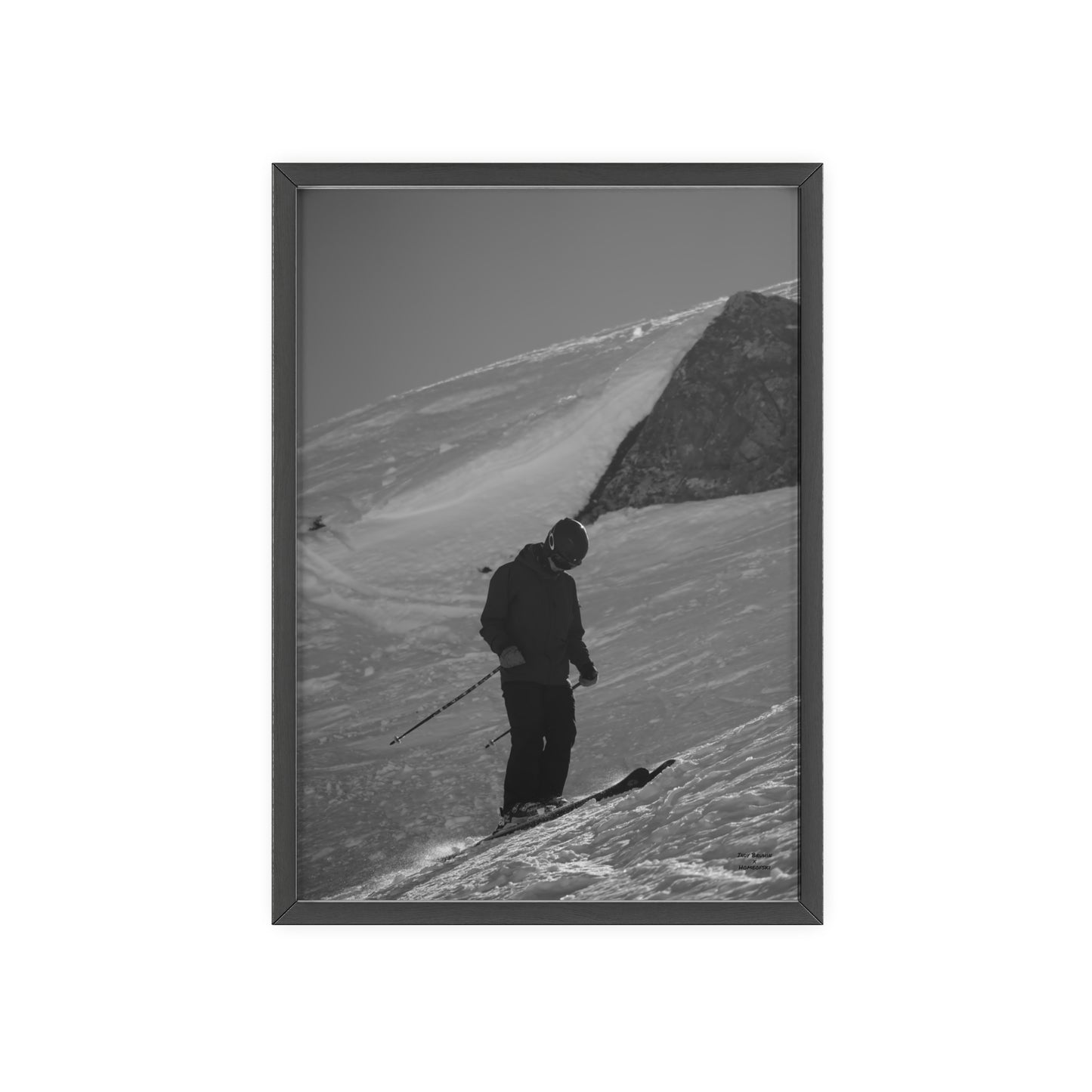 Monochrome Skiing Indy Bruhin Poster - FRAMED