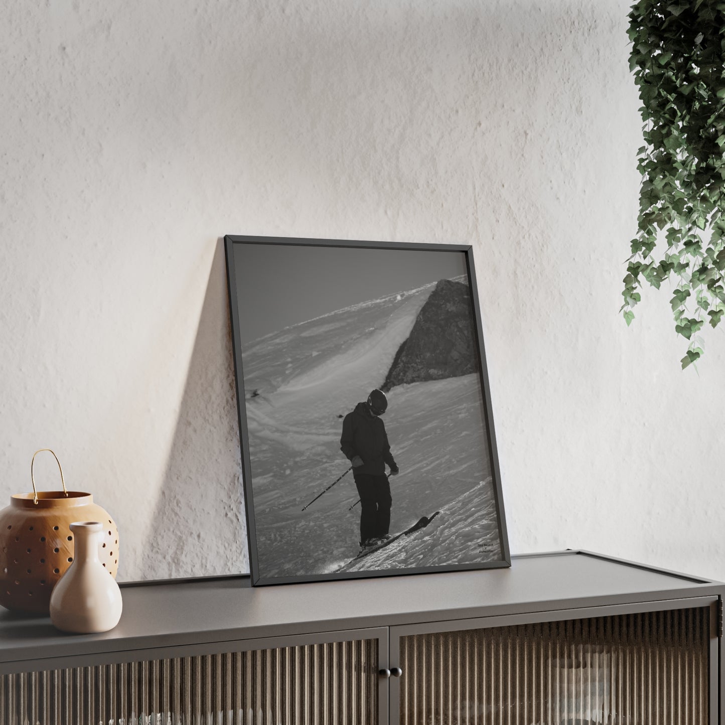 Monochrome Skiing Indy Bruhin Poster - FRAMED