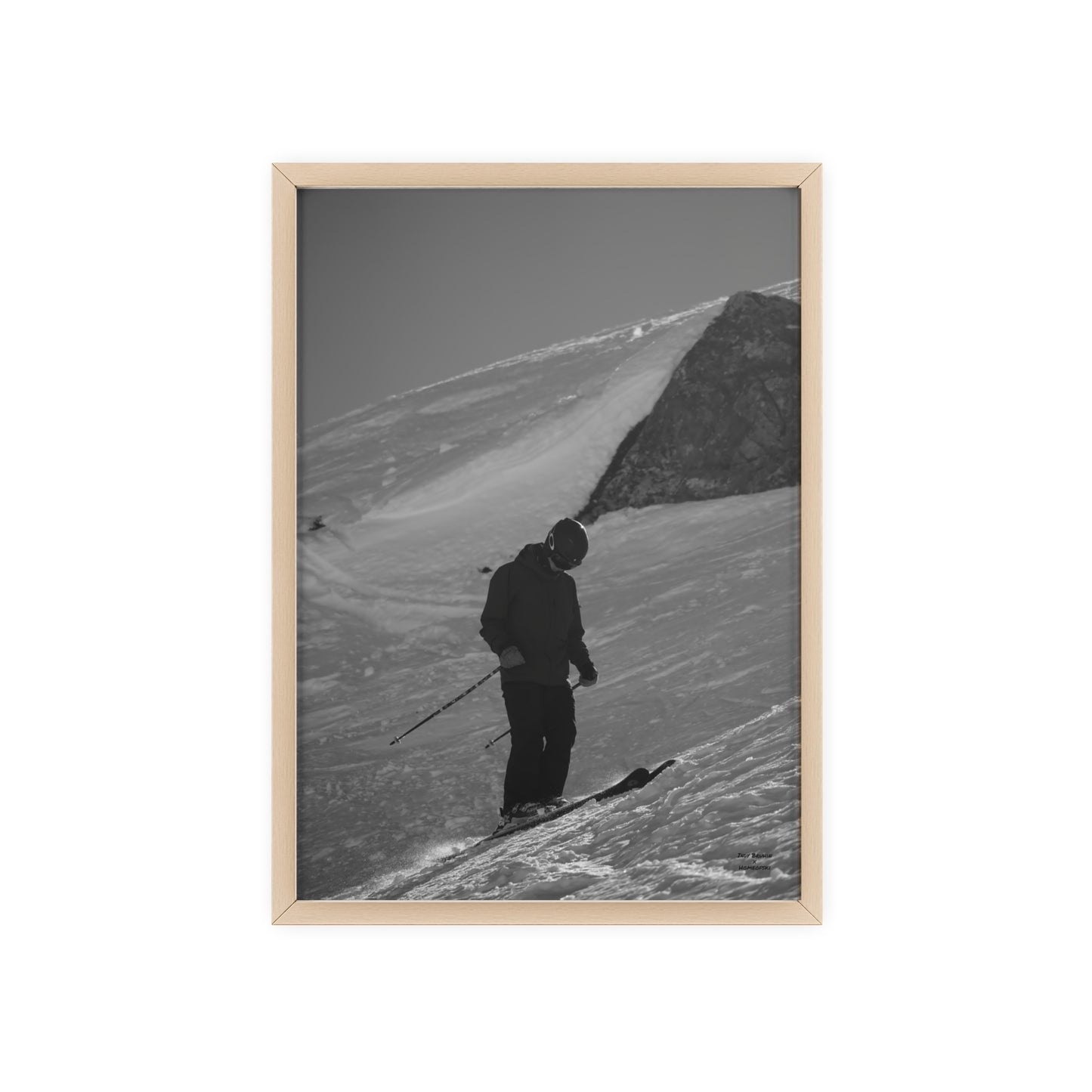 Monochrome Skiing Indy Bruhin Poster - FRAMED