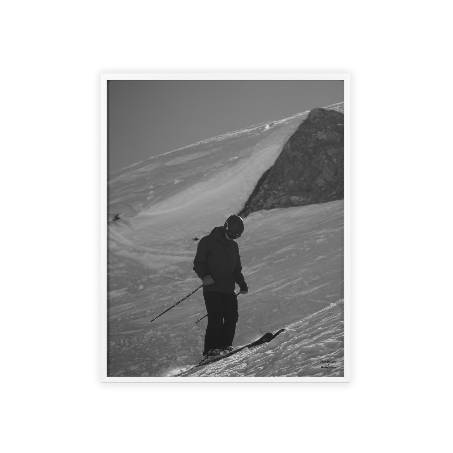 Monochrome Skiing Indy Bruhin Poster - FRAMED