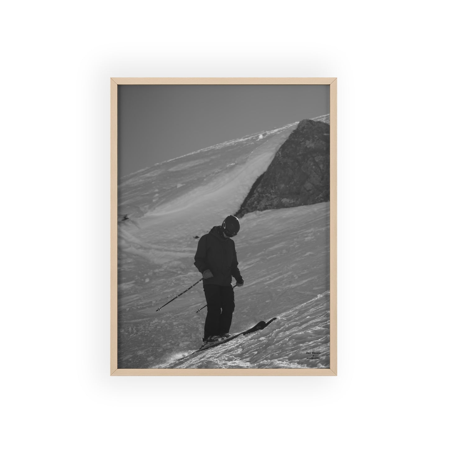 Monochrome Skiing Indy Bruhin Poster - FRAMED