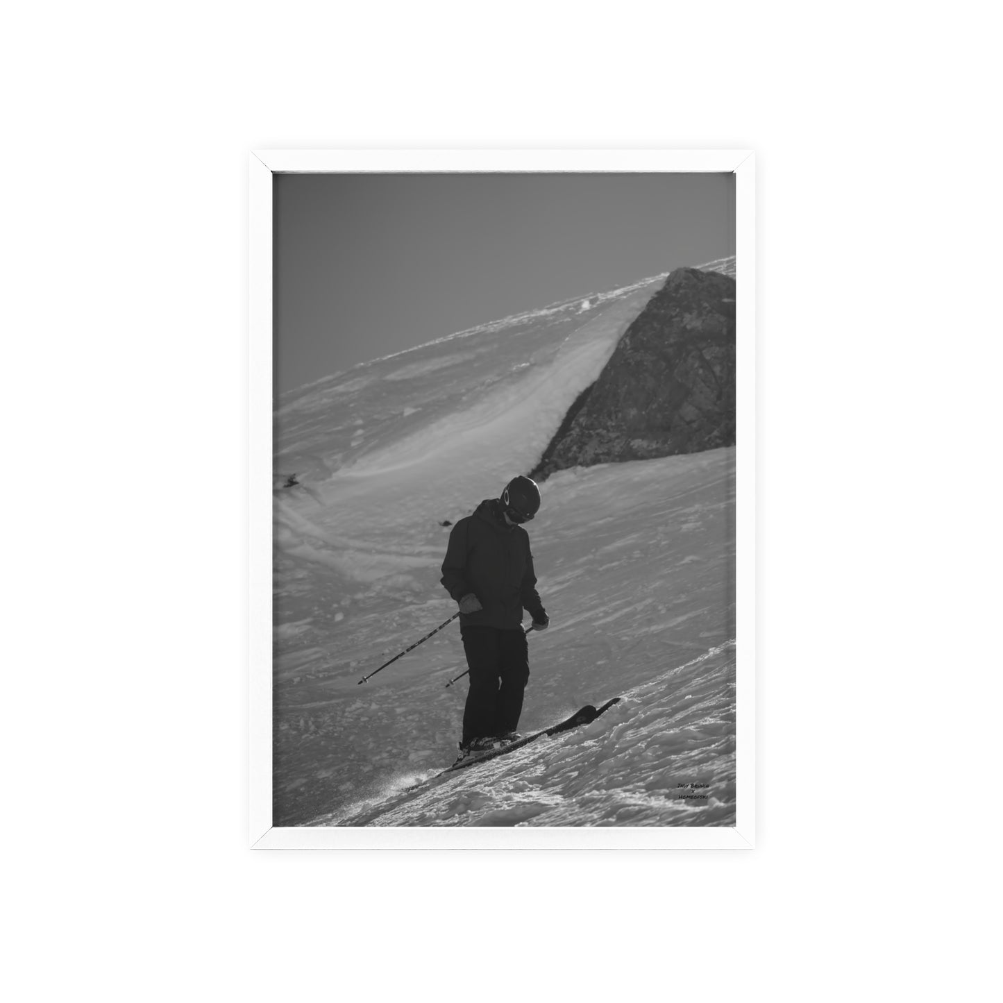 Monochrome Skiing Indy Bruhin Poster - FRAMED