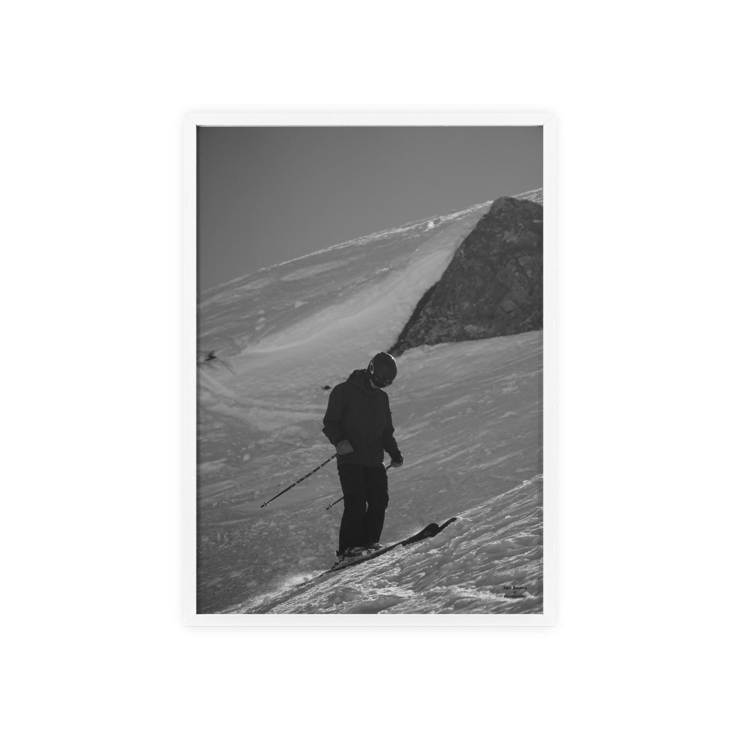 Monochrome Skiing Indy Bruhin Poster - FRAMED