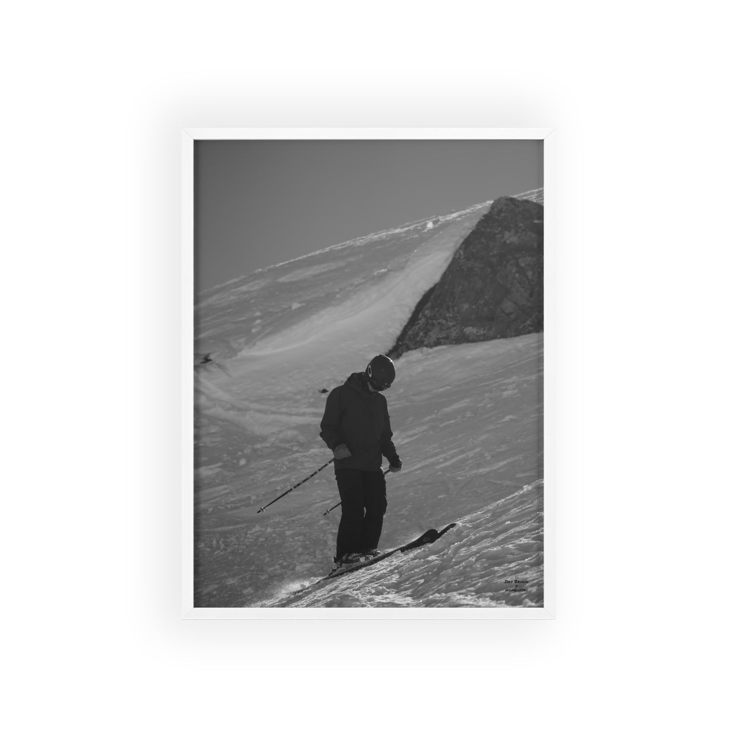 Monochrome Skiing Indy Bruhin Poster - FRAMED