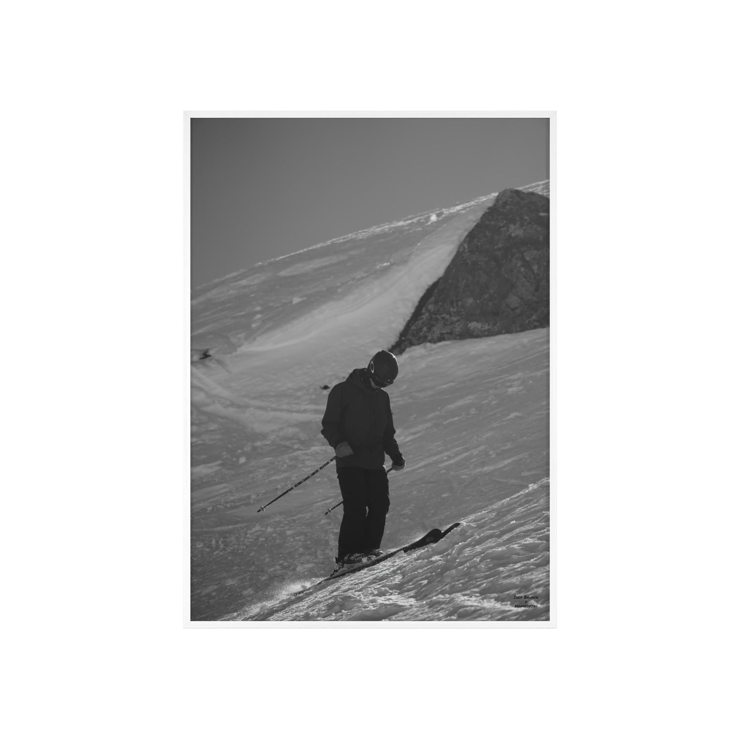 Monochrome Skiing Indy Bruhin Poster - FRAMED