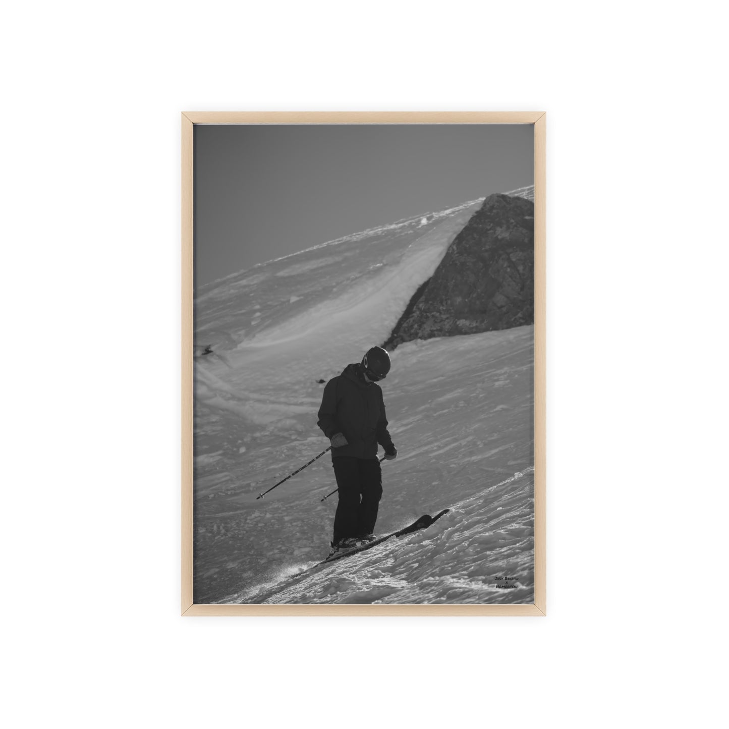 Monochrome Skiing Indy Bruhin Poster - FRAMED