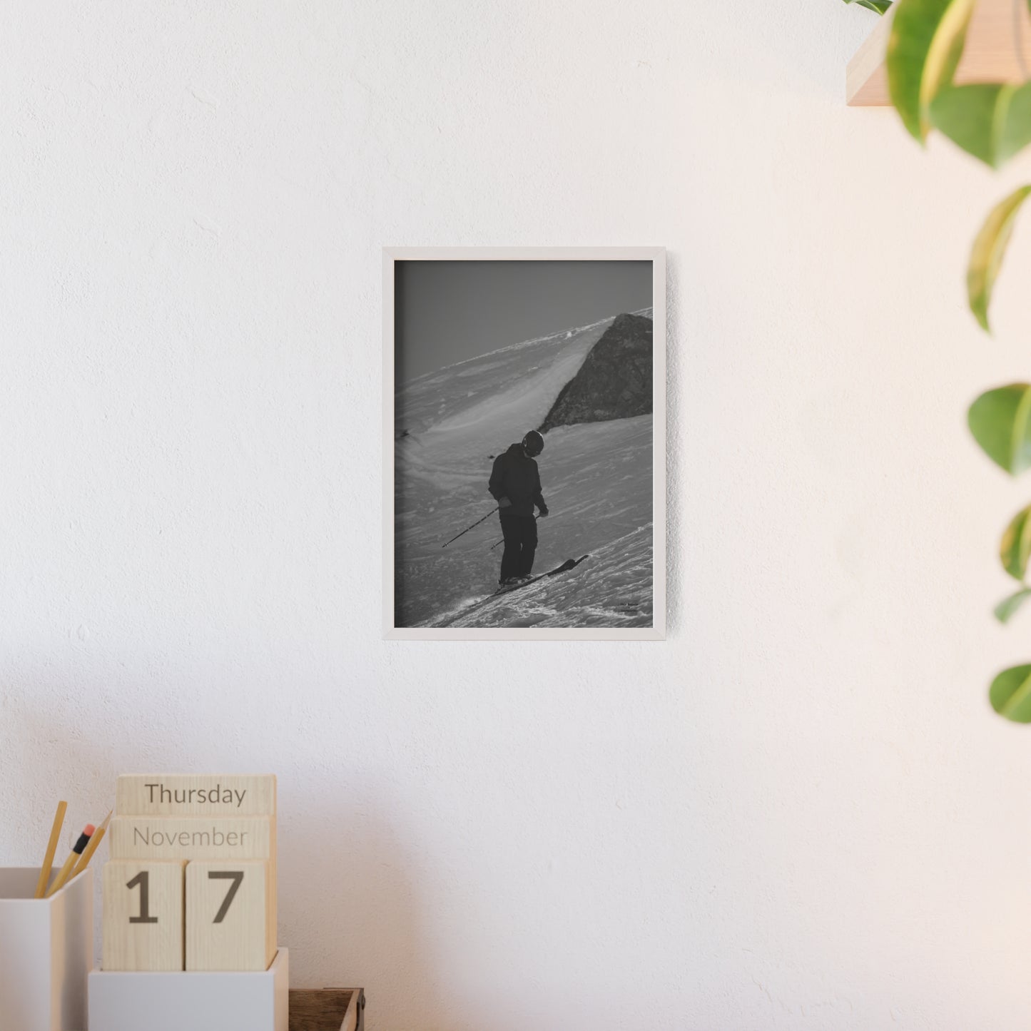 Monochrome Skiing Indy Bruhin Poster - FRAMED