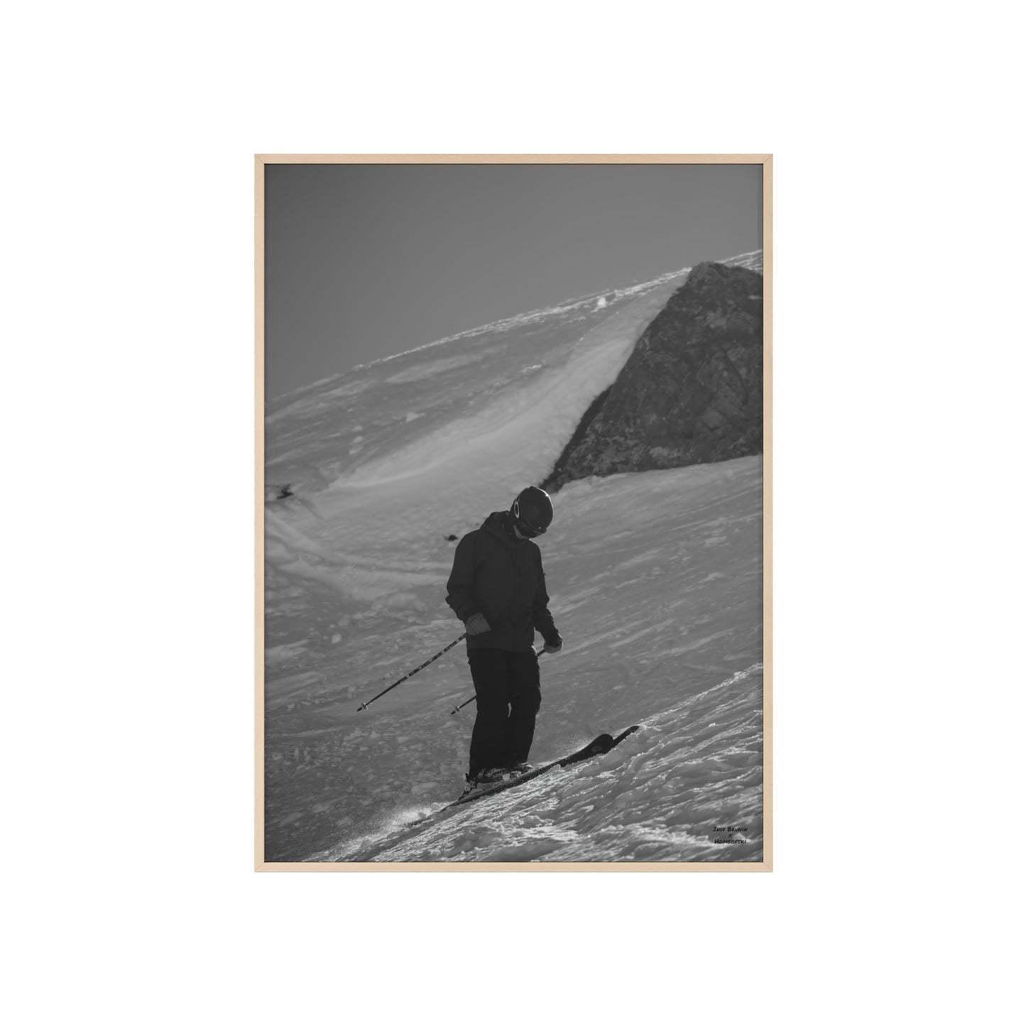 Monochrome Skiing Indy Bruhin Poster - FRAMED
