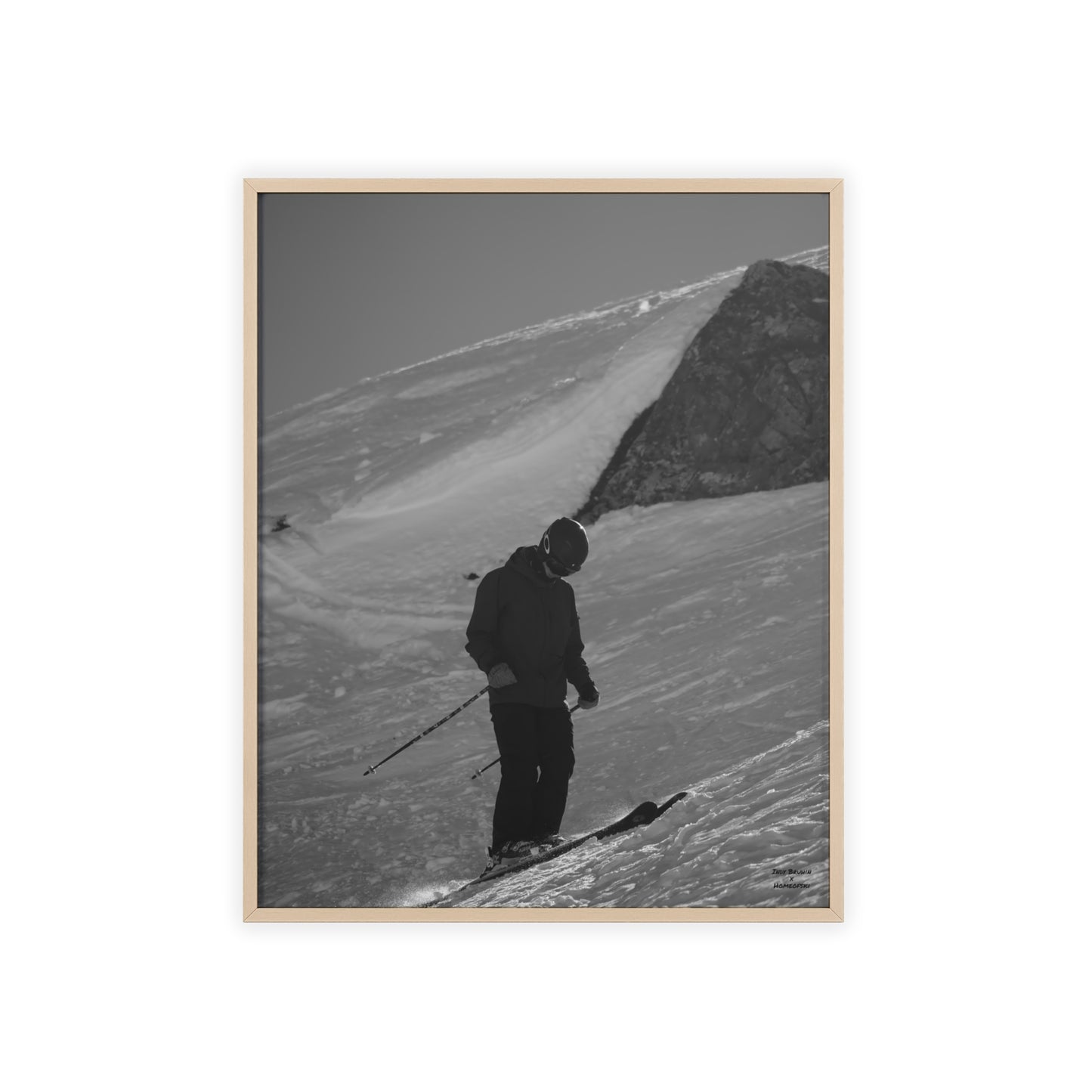 Monochrome Skiing Indy Bruhin Poster - FRAMED