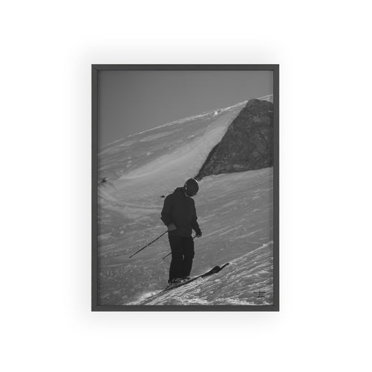 Monochrome Skiing Indy Bruhin Poster - FRAMED